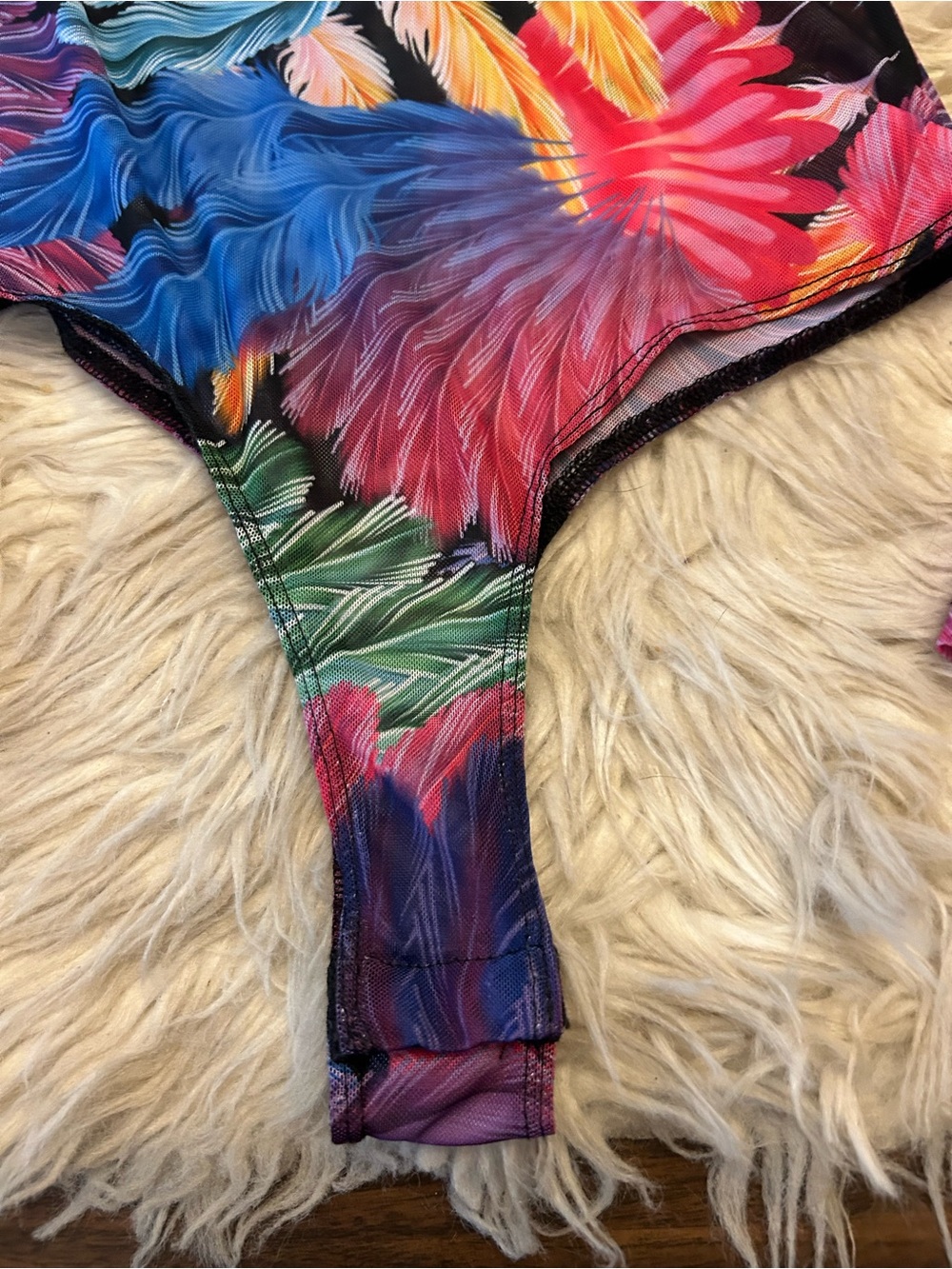 SPIRITHOODS Feather Print Mesh Mockneck Bodysuit - Picture 4 of 11
